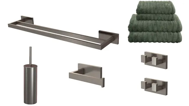 Pakke, liten - Luna rett med håndklær børstet grå (se info) 