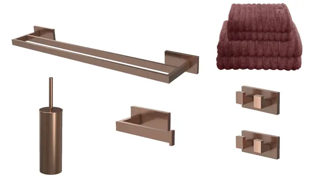 Pakke, liten - Luna rett med håndklær børstet rosegull (se info) 