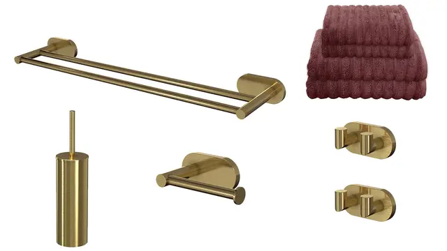 Pakke, liten - Luna rund med håndklær børstet messing (se info) 