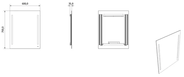 Speil EVA 60 60x75cm led-lys 