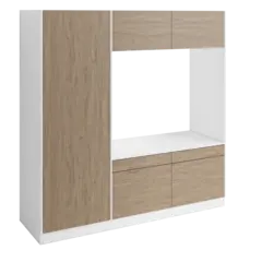 Høyskap og dobbel vaskemaskinmodul FAY Hvit matt / Skandinavisk Eik