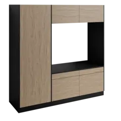 Høyskap og dobbel vaskemaskinmodul FAY Sort matt / Skandinavisk Eik