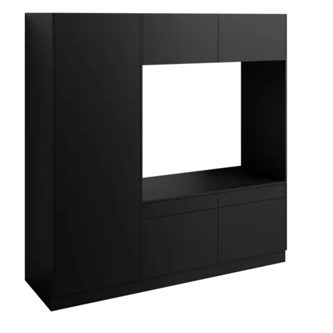 Høyskap og dobbel vaskemaskinmodul FAY Sort matt