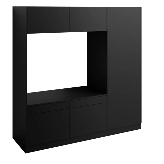 Høyskap og dobbel vaskemaskinmodul FAY Sort matt 