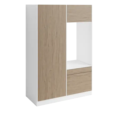 Høyskap og enkel vaskemaskinmodul FAY Hvit matt / Skandinavisk Eik
