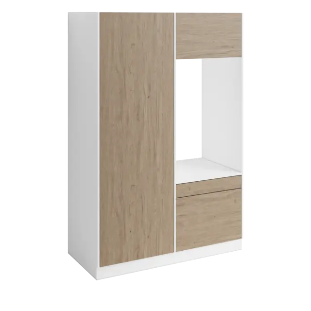 Høyskap og enkel vaskemaskinmodul FAY Hvit matt / Skandinavisk Eik 