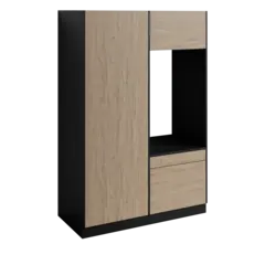 Høyskap og enkel vaskemaskinmodul FAY Sort matt / Skandinavisk Eik