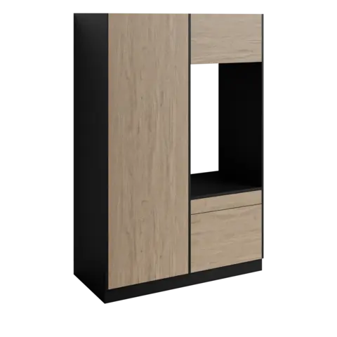 Høyskap og enkel vaskemaskinmodul FAY Sort matt / Skandinavisk Eik