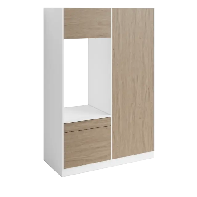 Høyskap og enkel vaskemaskinmodul FAY Hvit matt / Skandinavisk Eik 