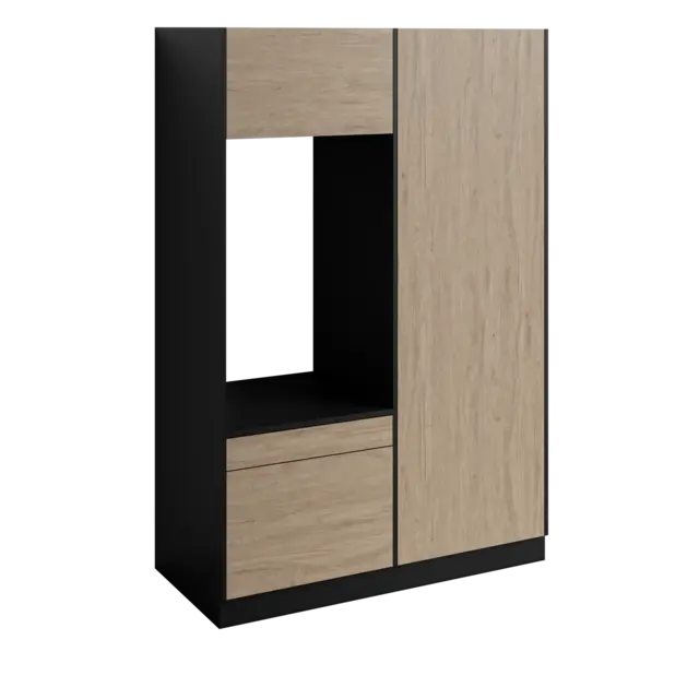 Høyskap og enkel vaskemaskinmodul FAY Sort matt / Skandinavisk Eik 