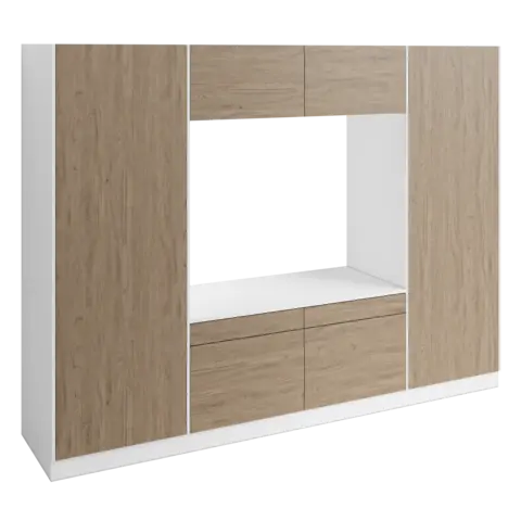 Høyskap x2 og dbl vaskemaskinmodul FAY Hvit matt / Skandinavisk Eik