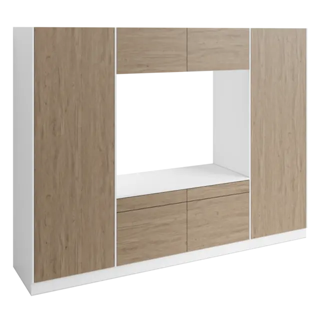 Høyskap x2 og dbl vaskemaskinmodul FAY Hvit matt / Skandinavisk Eik 