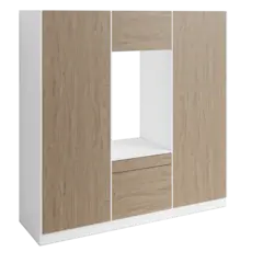 Høyskap x2 og enkel vaskemaskinmodul FAY Hvit matt / Skandinavisk Eik