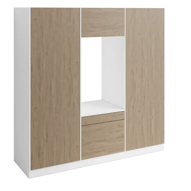 Høyskap x2 og enkel vaskemaskinmodul FAY Hvit matt / Skandinavisk Eik 