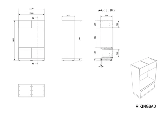 Modul slett Fay enkel Hvit matt / Skandinavisk Eik 