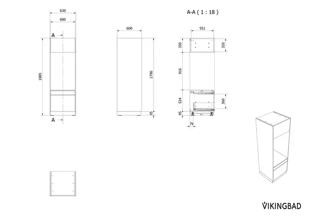 Modul slett Fay enkel Sort matt 
