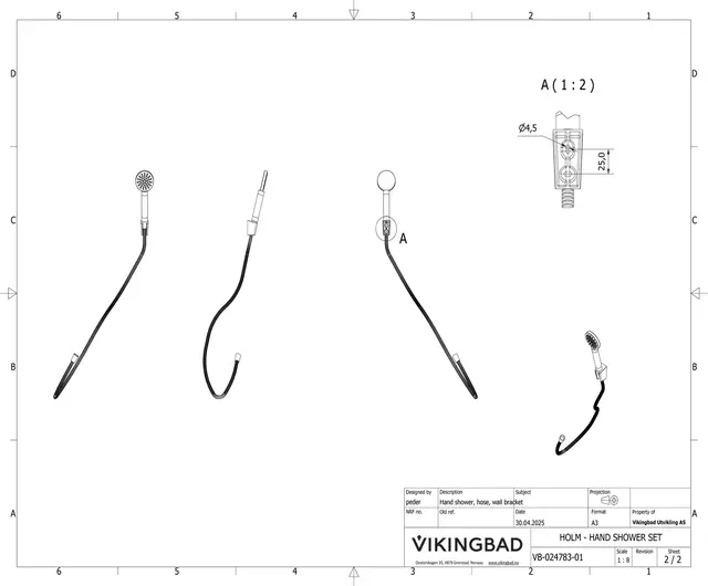 Hånddusjsett HOLM Børstet roségull 