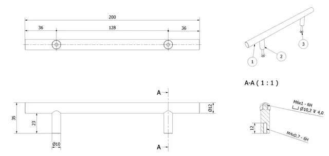 Håndtak FATT 20 20cm roségull 