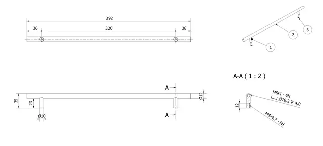 Håndtak FATT 39 39cm børstet grå 