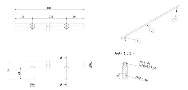 Håndtak FATT 80 80cm roségull 