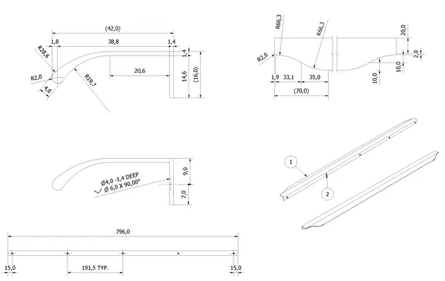 Håndtak VEIV 80 80cm krom 