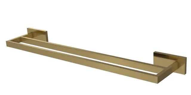 Håndklestang rett dobbel LUNA børstet messing (monter m/lim el.skrue) 