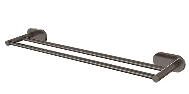 Håndklestang rund dobbel LUNA børstet grå (monter m/lim el.skrue) 