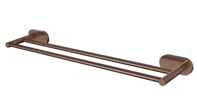 Håndklestang rund dobbel LUNA børstet rosegull (monter m/lim el.skrue) 