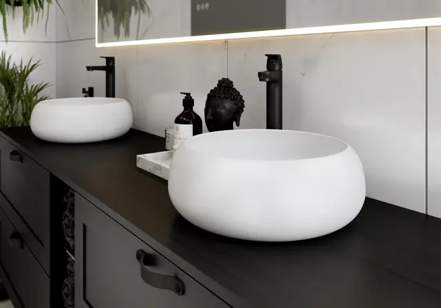 Bolleservant ALMA Ø36x13cm porselen hvit matt 