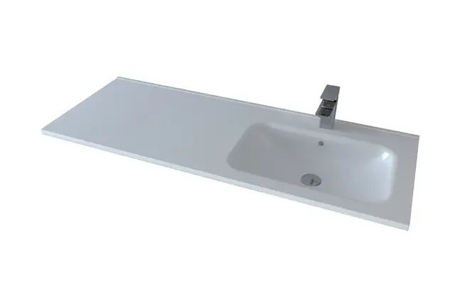 Servant INA 120 thin enkel H 120x46x2cm høyre støpemarmor hvit 