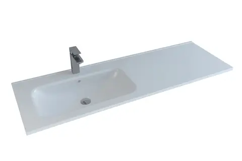 Servant INA 140 thin enkel V 140x46x2cm venstre støpemarmor hvit