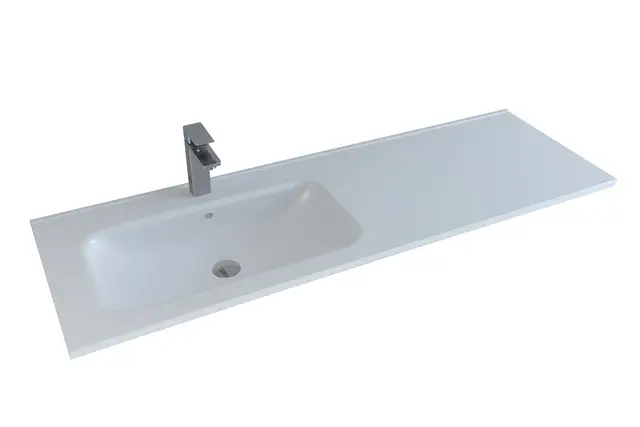 Servant INA 140 thin enkel V 140x46x2cm venstre støpemarmor hvit 