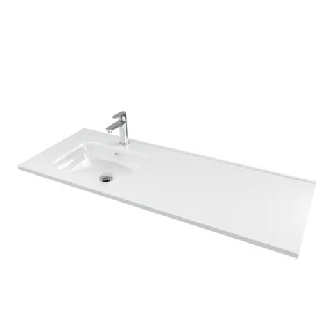 Servant INA 120 thin enkel V 120x46x2cm venstre støpemarmor hvit