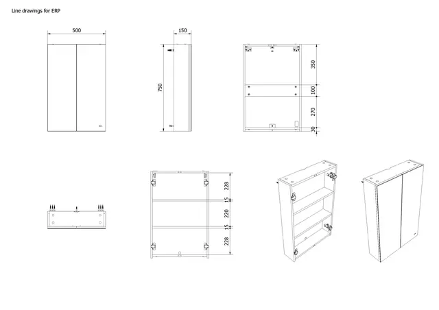 Speilskap KAIA 50 50x75x15cm hvit melamin 