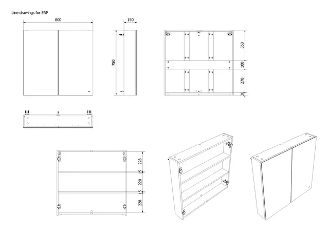 Speilskap KAIA 80 80x75x15cm hvit melamin 