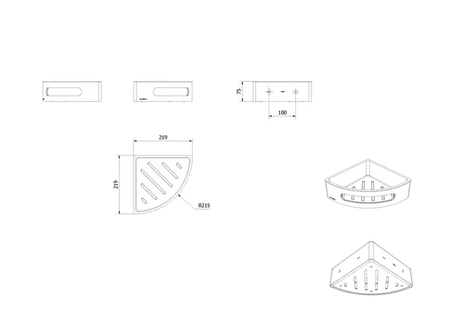 Dusjhylle rett TARA Sort matt/hvit 