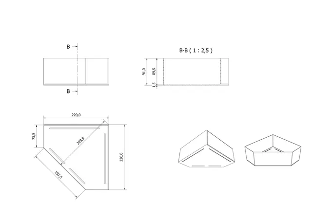 Hylle VEGA hjørne Sort matt 