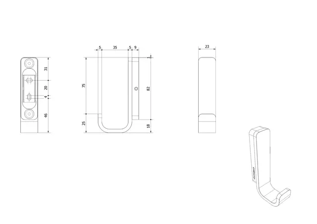 Håndkleknagg SAGA sort matt 