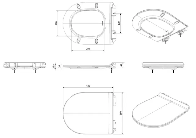 Toalett vegg AIDA kompakt slim sete soft close hvit 