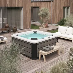 Utendørs massasjebad Vikingbad ISBLINK 200x200cm sterling silver/grå med lokk