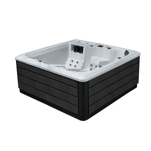 Utendørs massasjebad Vikingbad MORILD 230x230cm sterling silver/grå med lokk 