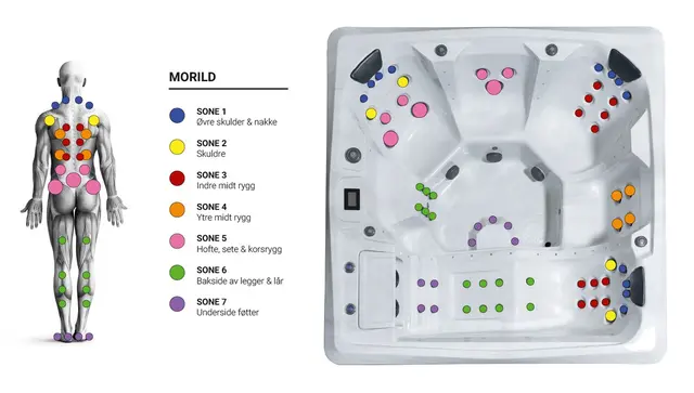 Utendørs massasjebad Vikingbad MORILD 230x230cm sterling silver/grå med lokk 