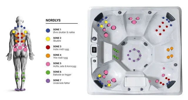 Utendørs massasjebad Vikingbad NORDLYS 230x230cm sterling silver/grå med lokk 