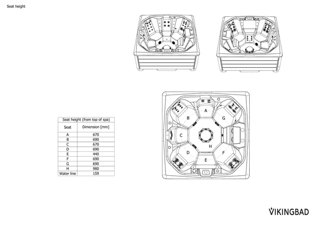 Utendørs massasjebad Vikingbad NORDLYS 230x230cm sterling silver/grå med lokk 