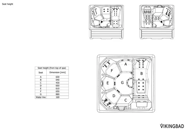 Utendørs massasjebad Vikingbad MORILD 230x230cm sterling silver/grå med lokk 