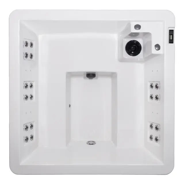 Utendørs massasjebad Vikingbad SOLGLIMT 190x190cm hvit perlemor/grå med lokk 