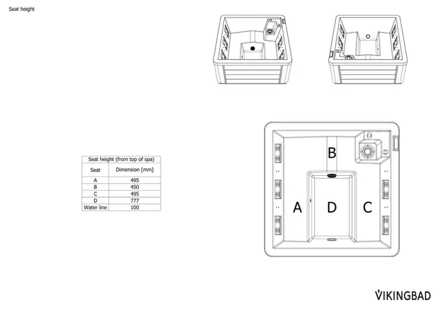 Utendørs massasjebad Vikingbad SOLGLIMT 190x190cm hvit perlemor/grå med lokk 