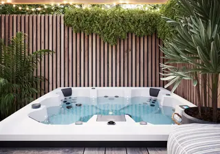 Utendørs massasjebad Vikingbad STELLA 215x215cm sterling silver/grå med lokk