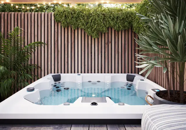 Utendørs massasjebad Vikingbad STELLA 215x215cm sterling silver/grå med lokk 